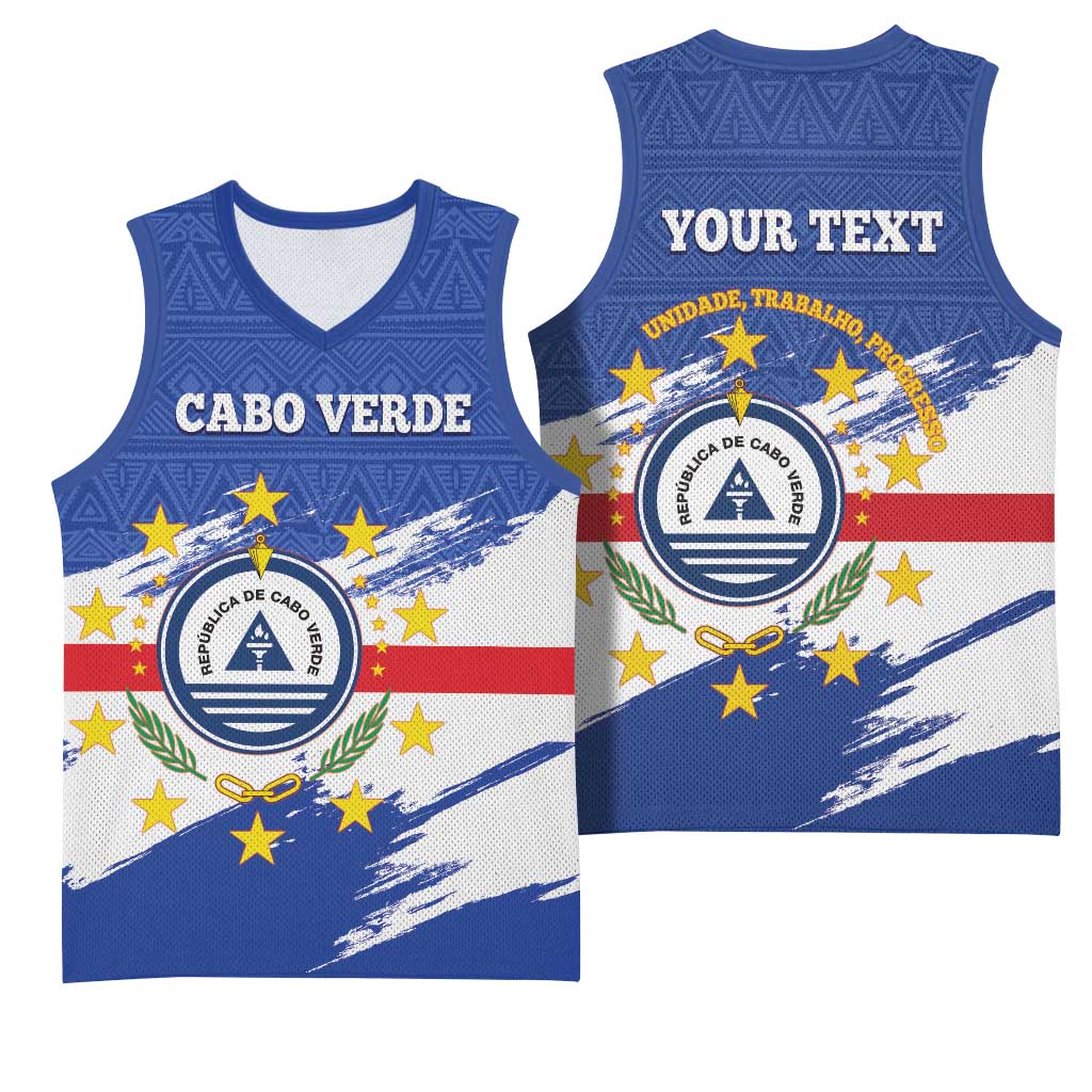 Personalized Cape Verde Basketball Jersey Coat Of Arms - African Pattern LT14