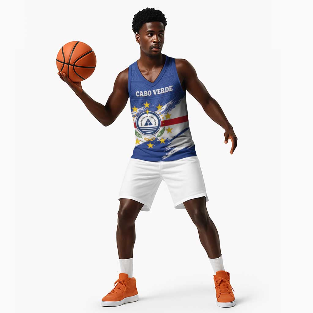 Personalized Cape Verde Basketball Jersey Coat Of Arms - African Pattern LT14