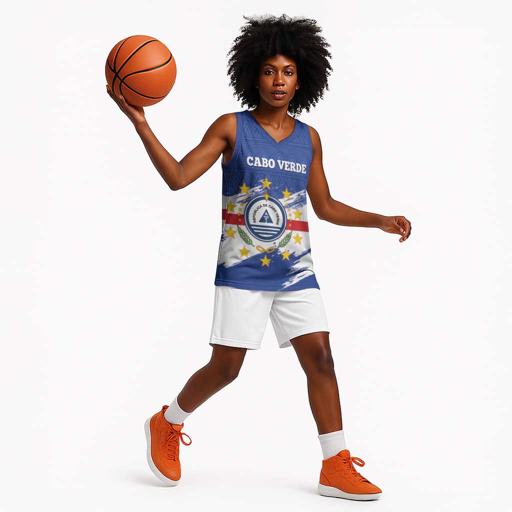 Personalized Cape Verde Basketball Jersey Coat Of Arms - African Pattern LT14