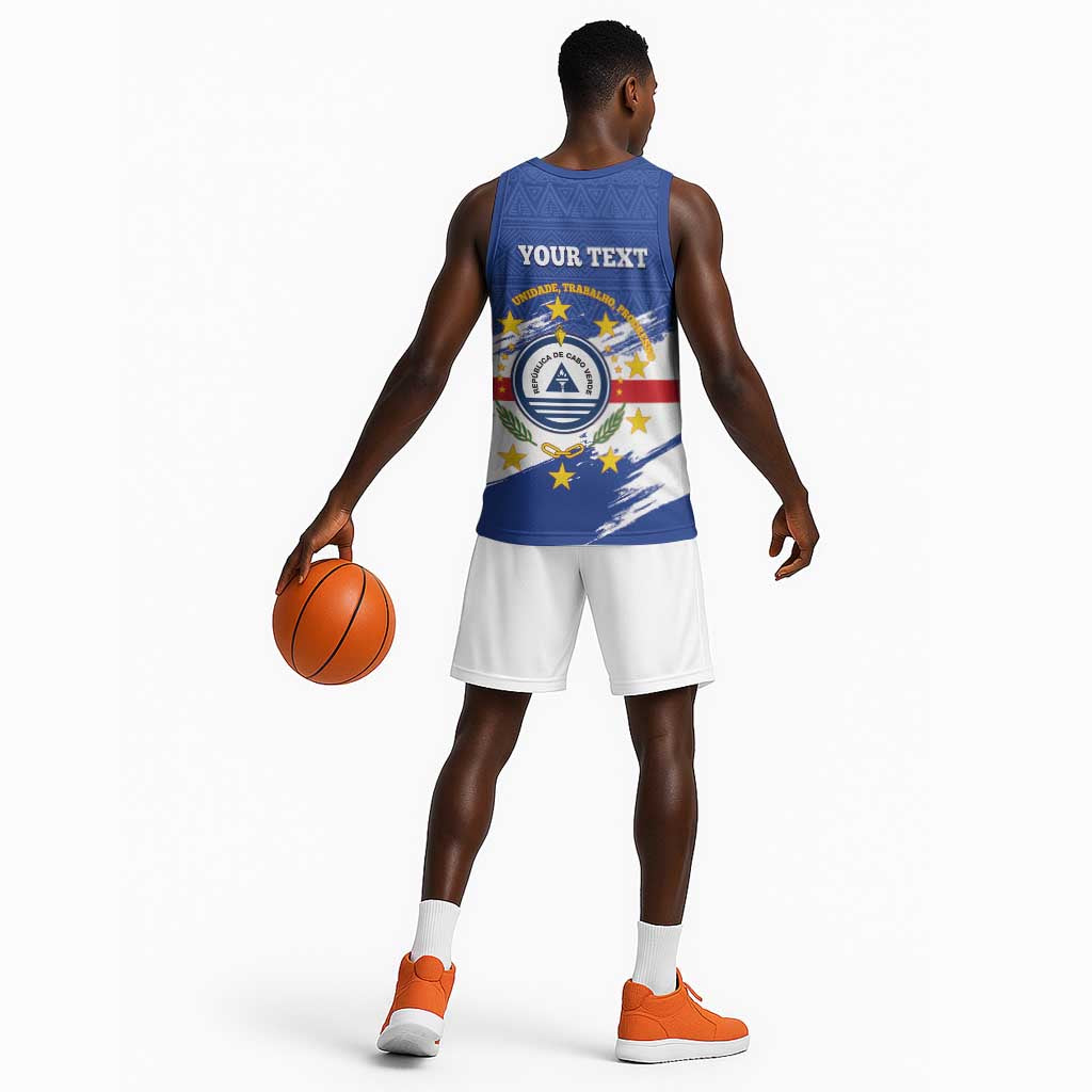 Personalized Cape Verde Basketball Jersey Coat Of Arms - African Pattern LT14