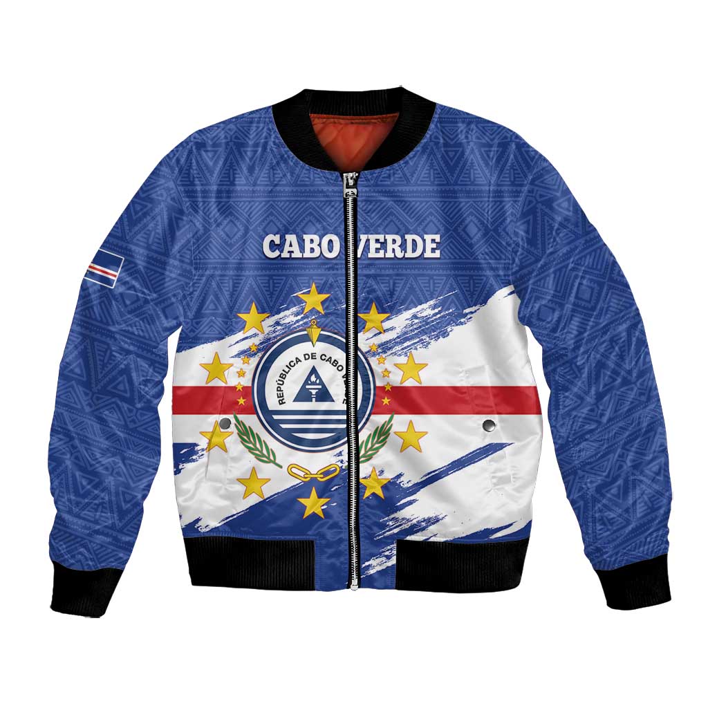 Personalized Cape Verde Bomber Jacket Coat Of Arms - African Pattern