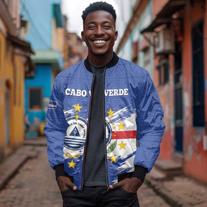 Personalized Cape Verde Bomber Jacket Coat Of Arms - African Pattern