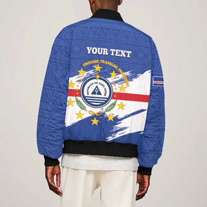 Personalized Cape Verde Bomber Jacket Coat Of Arms - African Pattern