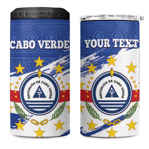 Personalized Cape Verde 4 in 1 Can Cooler Tumbler Coat Of Arms - African Pattern