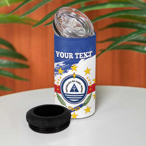 Personalized Cape Verde 4 in 1 Can Cooler Tumbler Coat Of Arms - African Pattern