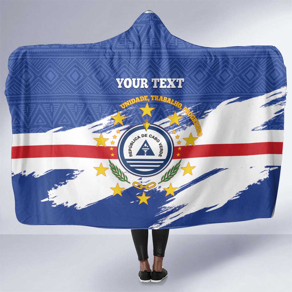 Personalized Cape Verde Hooded Blanket Coat Of Arms - African Pattern