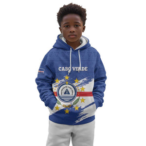 Personalized Cape Verde Kid Hoodie Coat Of Arms - African Pattern