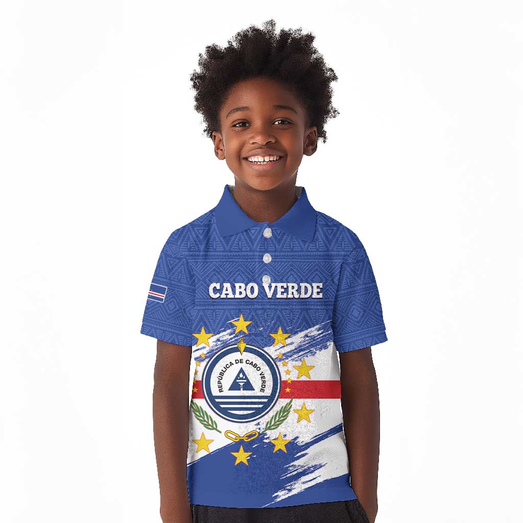 Personalized Cape Verde Kid Polo Shirt Coat Of Arms - African Pattern