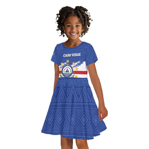 Personalized Cape Verde Kid Short Sleeve Dress Coat Of Arms - African Pattern