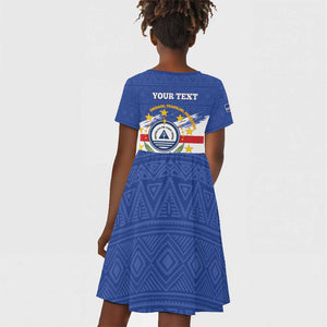 Personalized Cape Verde Kid Short Sleeve Dress Coat Of Arms - African Pattern