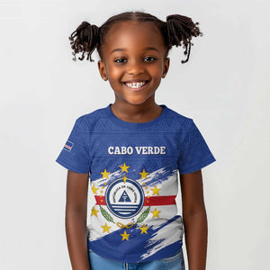 Personalized Cape Verde Kid T shirt Coat Of Arms - African Pattern