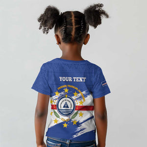 Personalized Cape Verde Kid T shirt Coat Of Arms - African Pattern