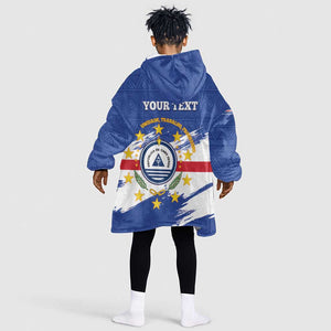 Personalized Cape Verde Kid Wearable Blanket Hoodie Coat Of Arms - African Pattern