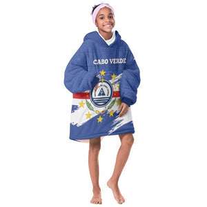 Personalized Cape Verde Kid Wearable Blanket Hoodie Coat Of Arms - African Pattern