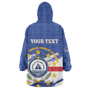 Personalized Cape Verde Kid Wearable Blanket Hoodie Coat Of Arms - African Pattern