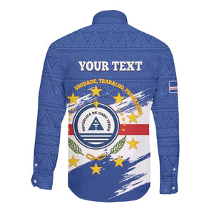 Personalized Cape Verde Long Sleeve Button Shirt Coat Of Arms - African Pattern