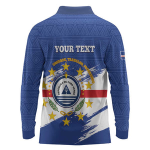 Personalized Cape Verde Long Sleeve Polo Shirt Coat Of Arms - African Pattern