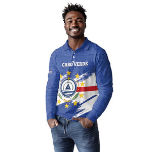 Personalized Cape Verde Long Sleeve Polo Shirt Coat Of Arms - African Pattern