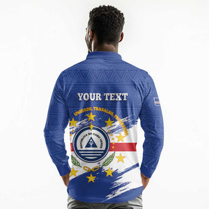 Personalized Cape Verde Long Sleeve Polo Shirt Coat Of Arms - African Pattern