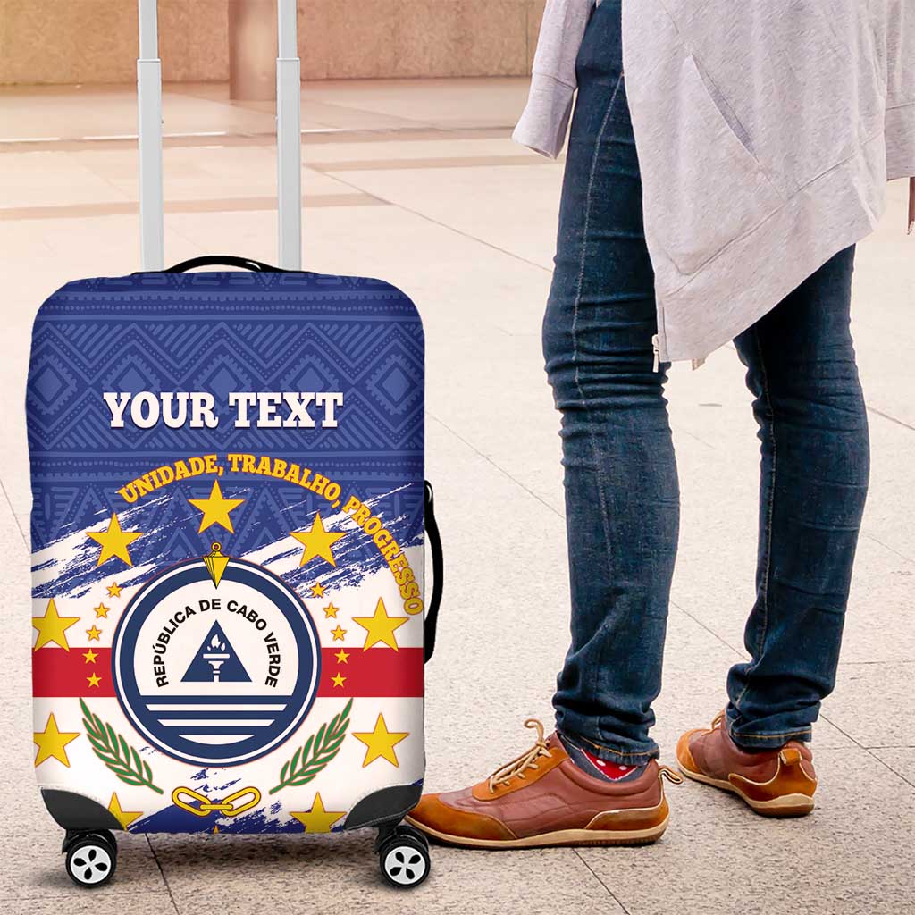 Personalized Cape Verde Luggage Cover Coat Of Arms - African Pattern