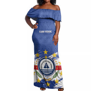 Personalized Cape Verde Off Shoulder Maxi Dress Coat Of Arms - African Pattern