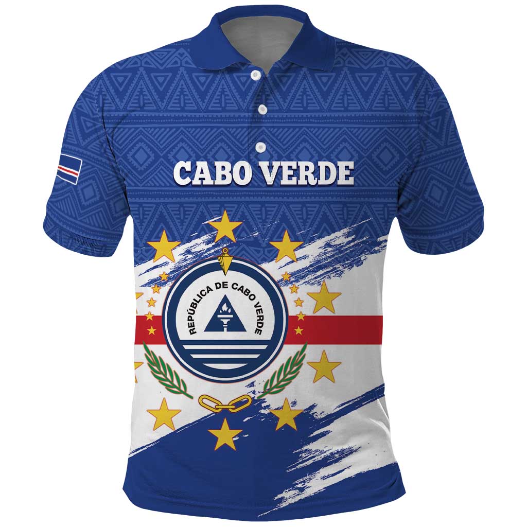 Personalized Cape Verde Polo Shirt Coat Of Arms - African Pattern