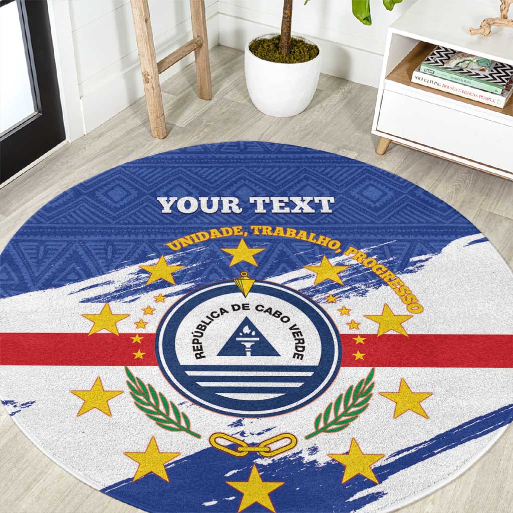 Personalized Cape Verde Round Carpet Coat Of Arms - African Pattern