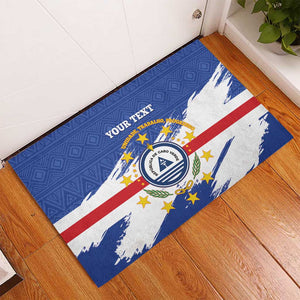 Personalized Cape Verde Rubber Doormat Coat Of Arms - African Pattern