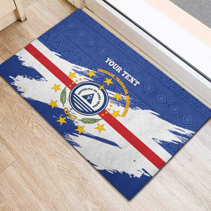 Personalized Cape Verde Rubber Doormat Coat Of Arms - African Pattern