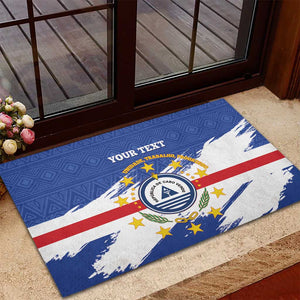 Personalized Cape Verde Rubber Doormat Coat Of Arms - African Pattern