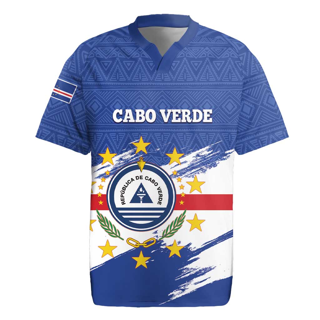 Personalized Cape Verde Rugby Jersey Coat Of Arms - African Pattern