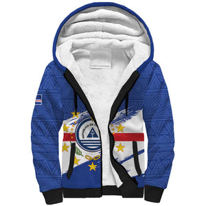 Personalized Cape Verde Sherpa Hoodie Coat Of Arms - African Pattern