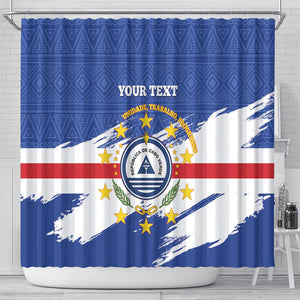 Personalized Cape Verde Shower Curtain Coat Of Arms - African Pattern