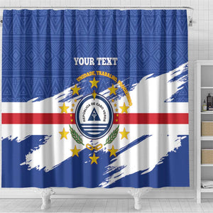 Personalized Cape Verde Shower Curtain Coat Of Arms - African Pattern