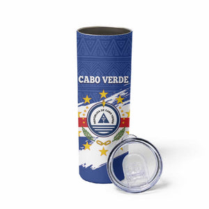 Personalized Cape Verde Skinny Tumbler Coat Of Arms - African Pattern