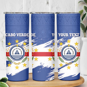 Personalized Cape Verde Skinny Tumbler Coat Of Arms - African Pattern