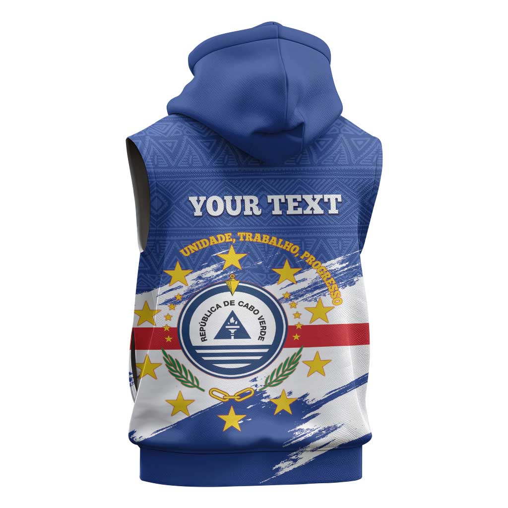 Personalized Cape Verde Sleeveless Zip Hoodie Coat Of Arms - African Pattern - African Pride