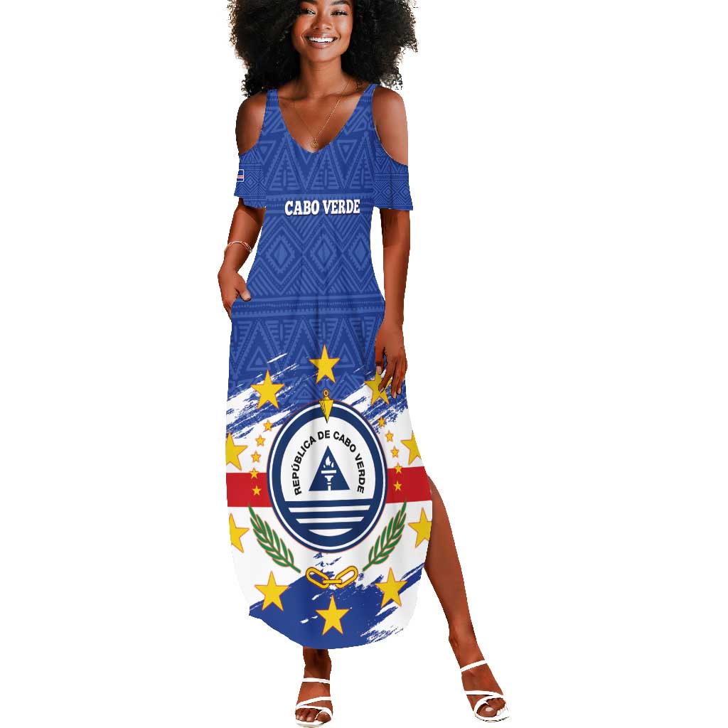 Personalized Cape Verde Summer Maxi Dress Coat Of Arms - African Pattern