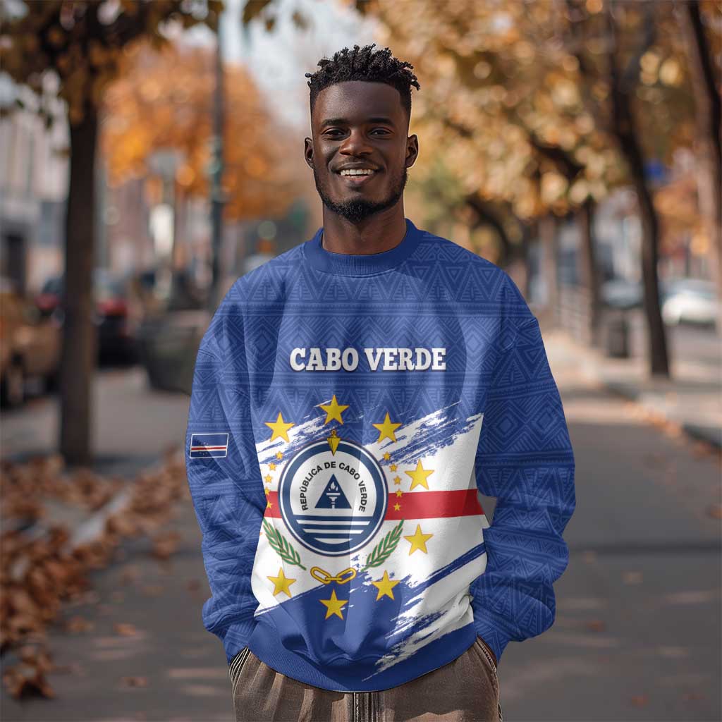 Personalized Cape Verde Sweatshirt Coat Of Arms - African Pattern