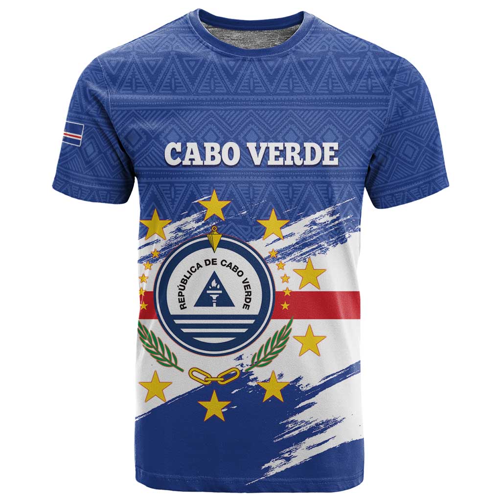 Personalized Cape Verde T shirt Coat Of Arms - African Pattern