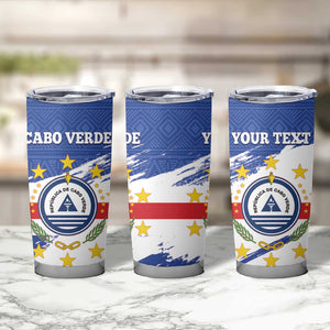 Personalized Cape Verde Tumbler Cup Coat Of Arms - African Pattern