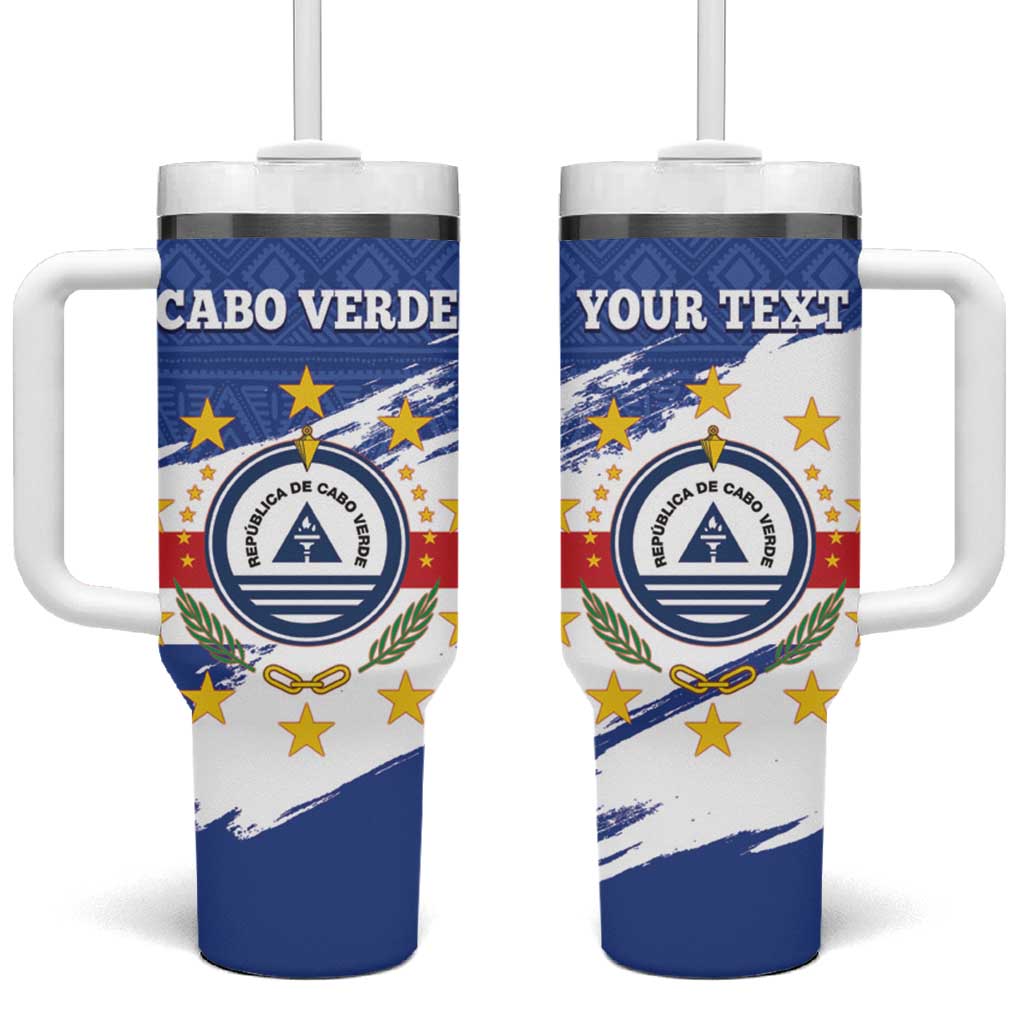 Personalized Cape Verde Tumbler With Handle Coat Of Arms - African Pattern