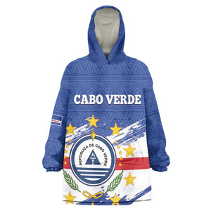 Personalized Cape Verde Wearable Blanket Hoodie Coat Of Arms - African Pattern