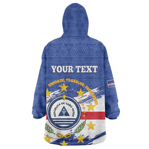 Personalized Cape Verde Wearable Blanket Hoodie Coat Of Arms - African Pattern