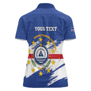 Personalized Cape Verde Women Polo Shirt Coat Of Arms - African Pattern