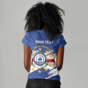 Personalized Cape Verde Women V-Neck T-Shirt Coat Of Arms - African Pattern