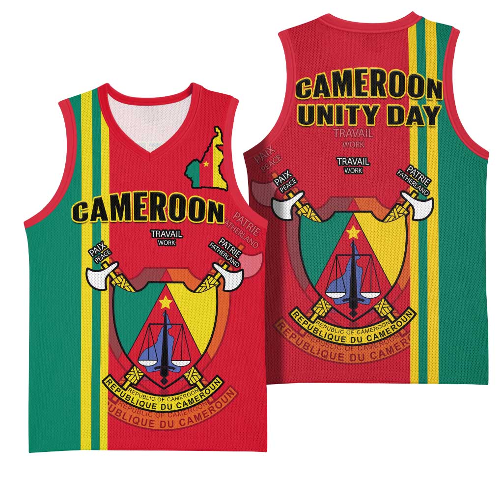 Cameroon Happy Unity Day Cameroun Coat Of Arms Basketball Jersey LT14
