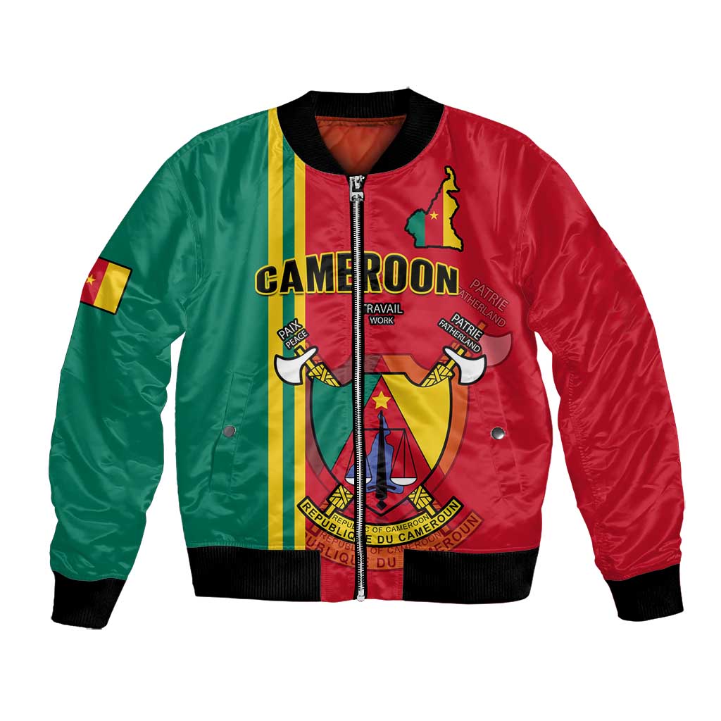 Cameroon Happy Unity Day Cameroun Coat Of Arms Bomber Jacket