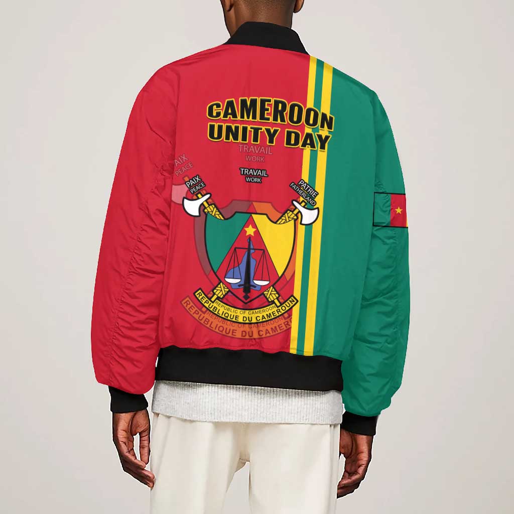 Cameroon Happy Unity Day Cameroun Coat Of Arms Bomber Jacket