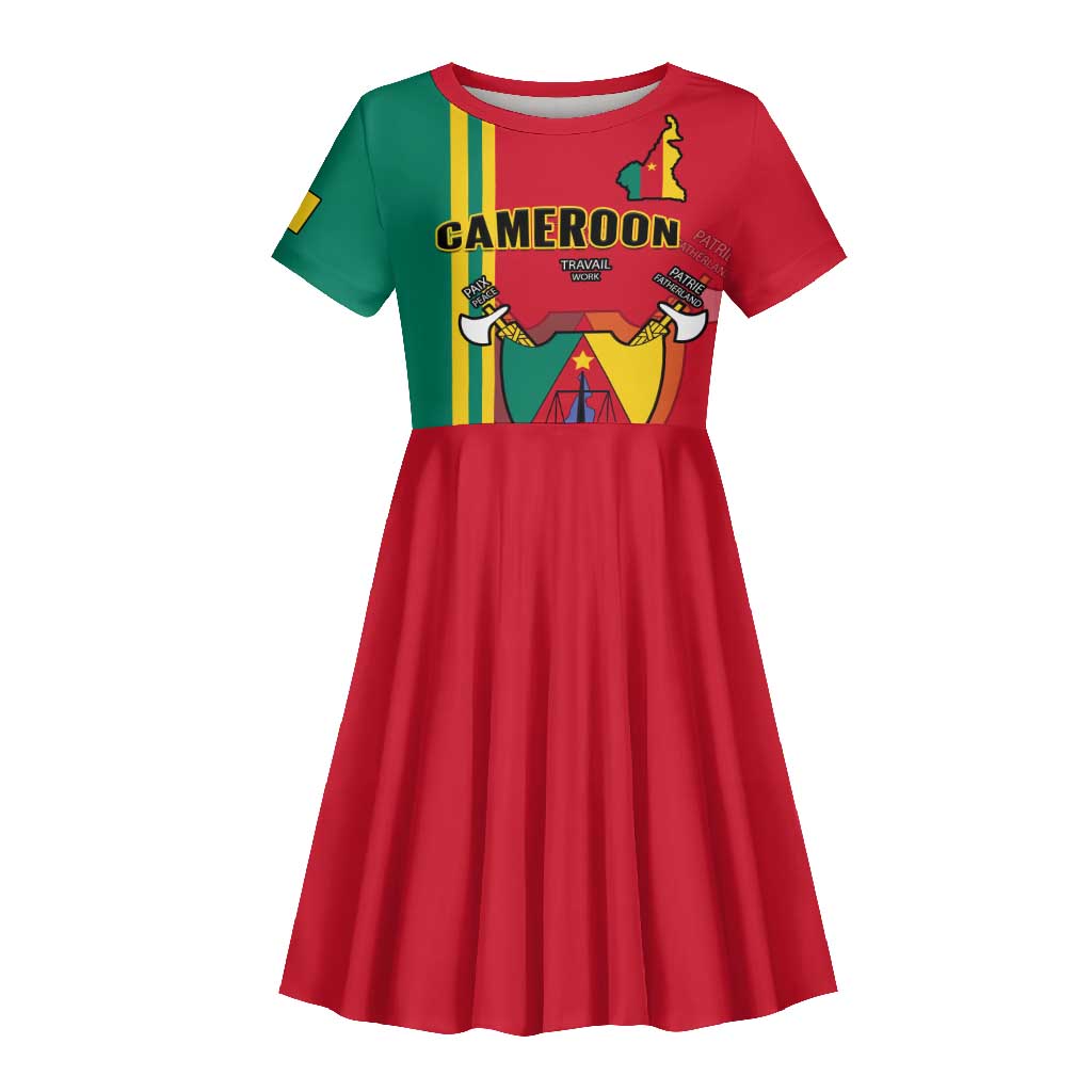 Cameroon Happy Unity Day Cameroun Coat Of Arms Kid Short Sleeve Dress